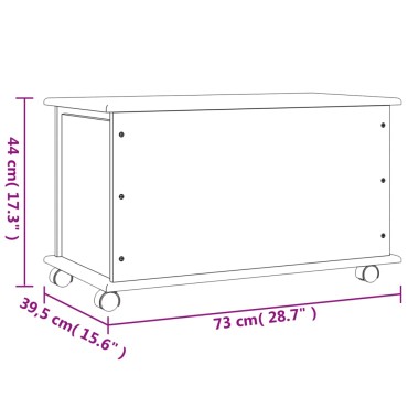 vidaXL Μπαούλο με Ρόδες ALTA Λευκό 73x39,5x43cm Μασίφ Ξύλο Πεύκου 1 τεμ.