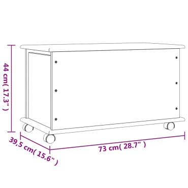 vidaXL Μπαούλο με Ρόδες ALTA Λευκό 73x39,5x43cm Μασίφ Ξύλο Πεύκου 1 τεμ.