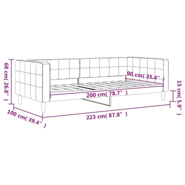 vidaXL Καναπές Κρεβάτι Ανοιχτό Γκρι 90 x 200 εκ. Βελούδινος