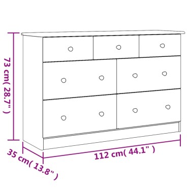 vidaXL Συρταριέρα ALTA Λευκή 112x35x73cm από Μασίφ Ξύλο Πεύκου 1 τεμ.