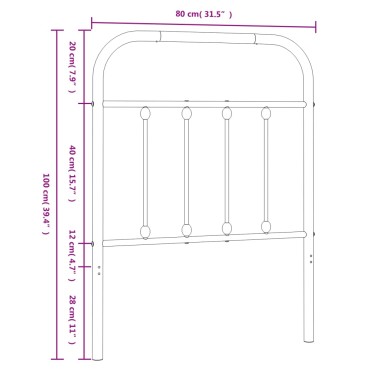 vidaXL Κεφαλάρι Μαύρο Μεταλλικό 80x3x100cm 1 τεμ.