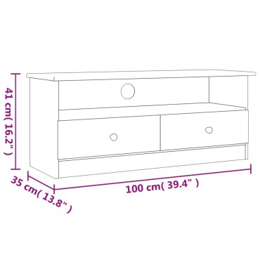 vidaXL Έπιπλο Τηλ. Συρτάρια ALTA Λευκό 100x35x41cm Μασίφ Ξύλο Πεύκου