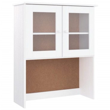 vidaXL Πάνω Ντουλάπι-Βιτρίνα ALTA Λευκό 77x30x92cm Μασίφ Ξύλο Πεύκου 1 τεμ.