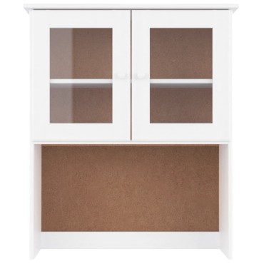 vidaXL Πάνω Ντουλάπι-Βιτρίνα ALTA Λευκό 77x30x92cm Μασίφ Ξύλο Πεύκου 1 τεμ.