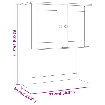 vidaXL Πάνω Ντουλάπι-Βιτρίνα ALTA Λευκό 77x30x92cm Μασίφ Ξύλο Πεύκου 1 τεμ.