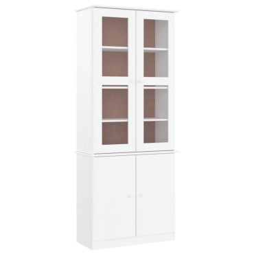 vidaXL Βιτρίνα Γυάλινη ALTA Λευκό 77x35x186,5cm από Μασίφ Ξύλο Πεύκου 1 τεμ.