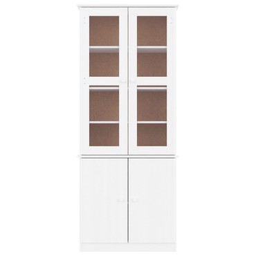 vidaXL Βιτρίνα Γυάλινη ALTA Λευκό 77x35x186,5cm από Μασίφ Ξύλο Πεύκου 1 τεμ.