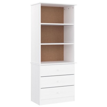 vidaXL Βιβλιοθήκη με Συρτάρια ALTA Λευκή 60x35x142cm Μασίφ Ξύλο Πεύκου 1 τεμ.