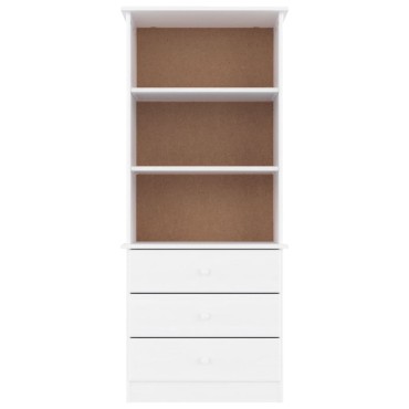 vidaXL Βιβλιοθήκη με Συρτάρια ALTA Λευκή 60x35x142cm Μασίφ Ξύλο Πεύκου 1 τεμ.