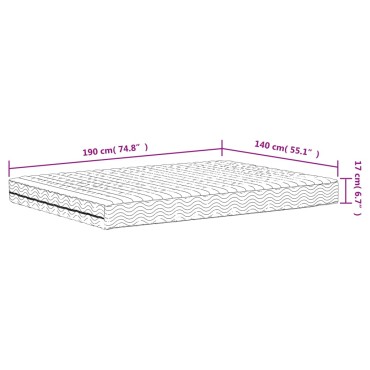 vidaXL Στρώμα Αφρού Σκληρότητα H2 H3 Λευκό 140x190cm 1 τεμ. - Διπλό