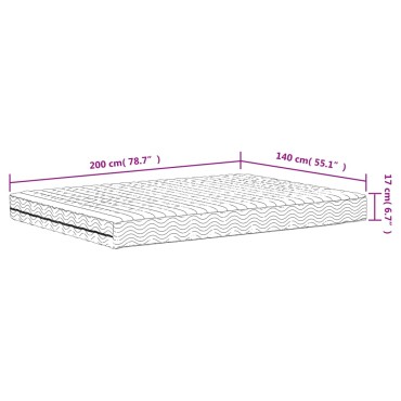 vidaXL Στρώμα Αφρού Σκληρότητα H2 H3 Λευκό 140x200cm 1 τεμ. - Διπλό