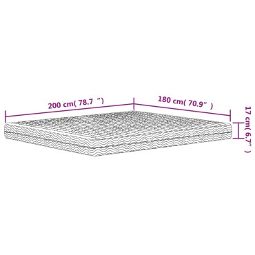 vidaXL Στρώμα Αφρού Σκληρότητα H2 H3 Λευκό 180x200cm 1 τεμ. - Διπλό