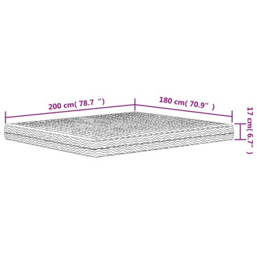vidaXL Στρώμα Αφρού Σκληρότητα H2 H3 Λευκό 180x200cm 1 τεμ. - Διπλό