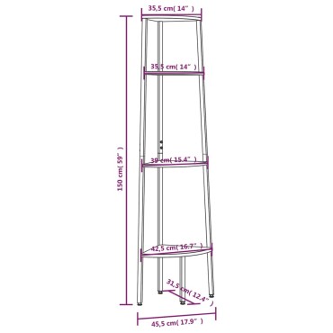 vidaXL Ραφιέρα Γωνιακή 4 Επίπεδων Μαύρη 45,5x31,5x150cm 1 τεμ.