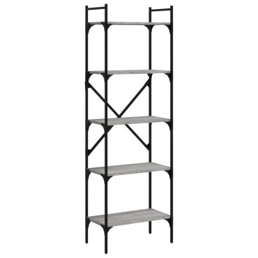 vidaXL Βιβλιοθήκη 5 Επιπέδων Γκρι Sonoma 56x31,5x174cm Επεξ. Ξύλο 1 τεμ.