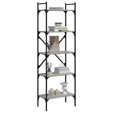 vidaXL Βιβλιοθήκη 5 Επιπέδων Γκρι Sonoma 56x31,5x174cm Επεξ. Ξύλο 1 τεμ.