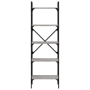 vidaXL Βιβλιοθήκη 5 Επιπέδων Γκρι Sonoma 56x31,5x174cm Επεξ. Ξύλο 1 τεμ.