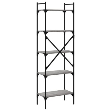 vidaXL Βιβλιοθήκη 5 Επιπέδων Γκρι Sonoma 56x31,5x174cm Επεξ. Ξύλο 1 τεμ.
