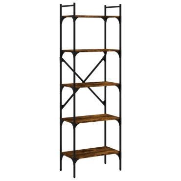 vidaXL Βιβλιοθήκη 5 Επιπέδων Καπνιστή Δρυς 56x31,5x174cm Επεξ. Ξύλο 1 τεμ.