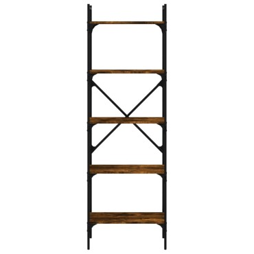 vidaXL Βιβλιοθήκη 5 Επιπέδων Καπνιστή Δρυς 56x31,5x174cm Επεξ. Ξύλο 1 τεμ.