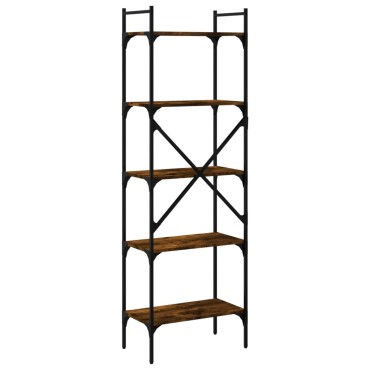 vidaXL Βιβλιοθήκη 5 Επιπέδων Καπνιστή Δρυς 56x31,5x174cm Επεξ. Ξύλο 1 τεμ.