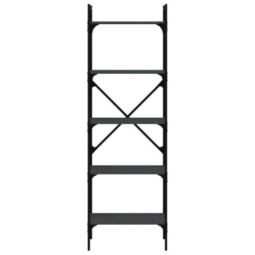vidaXL Βιβλιοθήκη 5 Επιπέδων Μαύρη 56x31,5x174cm από Επεξ. Ξύλο 1 τεμ.