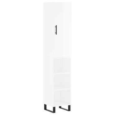 vidaXL Ντουλάπι Γυαλ. Λευκό 34,5x34x180cm από Επεξεργασμένο Ξύλο 1 τεμ.