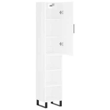 vidaXL Ντουλάπι Γυαλ. Λευκό 34,5x34x180cm από Επεξεργασμένο Ξύλο 1 τεμ.