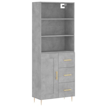 vidaXL Ντουλάπι Γκρι Σκυροδέματος 69,5x34x180cm Επεξεργασμένο Ξύλο 1 τεμ.