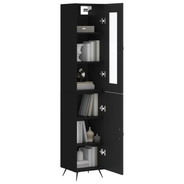 vidaXL Ντουλάπι Μαύρο 34,5x34x180cm από Επεξεργασμένο Ξύλο 1 τεμ.