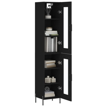 vidaXL Ντουλάπι Μαύρο 34,5x34x180cm από Επεξεργασμένο Ξύλο 1 τεμ.