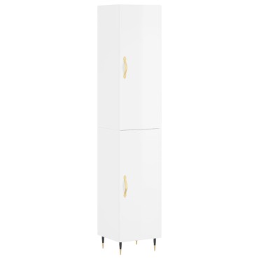 vidaXL Ντουλάπι Γυαλ. Λευκό 34,5x34x180cm από Επεξεργασμένο Ξύλο 1 τεμ.