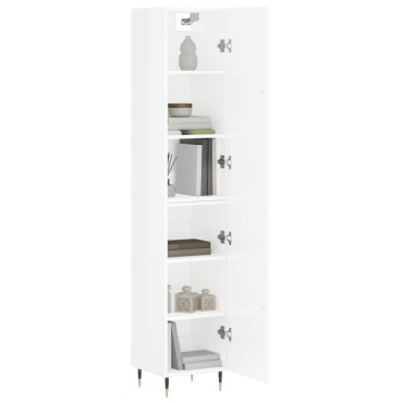 vidaXL Ντουλάπι Γυαλ. Λευκό 34,5x34x180cm από Επεξεργασμένο Ξύλο 1 τεμ.