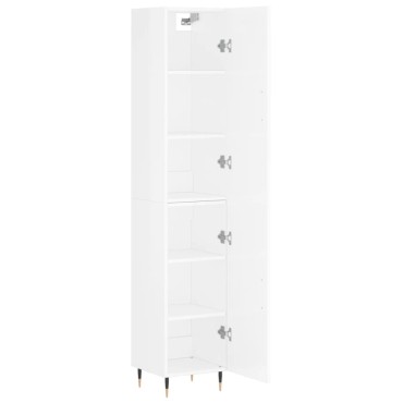 vidaXL Ντουλάπι Γυαλ. Λευκό 34,5x34x180cm από Επεξεργασμένο Ξύλο 1 τεμ.