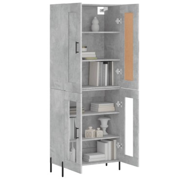 vidaXL Ντουλάπι Γκρι Σκυροδέματος 69,5x34x180cm Επεξεργασμένο Ξύλο 1 τεμ.