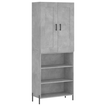 vidaXL Ντουλάπι Γκρι Σκυροδέματος 69,5x34x180cm Επεξεργασμένο Ξύλο 1 τεμ.