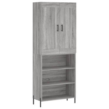 vidaXL Ντουλάπι Γκρι Sonoma 69,5x34x180cm Επεξεργασμένο Ξύλο 1 τεμ.