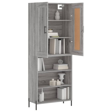 vidaXL Ντουλάπι Γκρι Sonoma 69,5x34x180cm Επεξεργασμένο Ξύλο 1 τεμ.