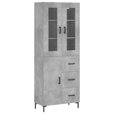 vidaXL Ντουλάπι Γκρι Σκυροδέματος 69,5x34x180cm Επεξεργασμένο Ξύλο 1 τεμ.
