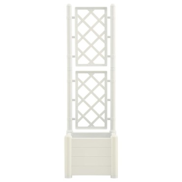 vidaXL Ζαρντινιέρα Κήπου με Καφασωτό Λευκή 43x43x142 εκ Πολυπροπυλένιο