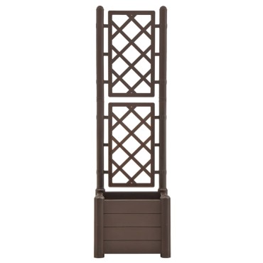 vidaXL Ζαρντινιέρα Κήπου με Καφασωτό Μόκα 43x43x142 εκ. Πολυπροπυλένιο