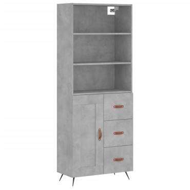vidaXL Ντουλάπι Γκρι Σκυροδέματος 69,5x34x180cm Επεξεργασμένο Ξύλο 1 τεμ.