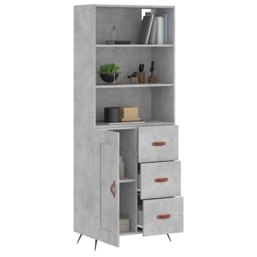 vidaXL Ντουλάπι Γκρι Σκυροδέματος 69,5x34x180cm Επεξεργασμένο Ξύλο 1 τεμ.