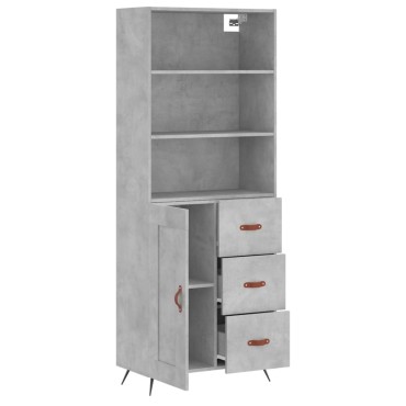 vidaXL Ντουλάπι Γκρι Σκυροδέματος 69,5x34x180cm Επεξεργασμένο Ξύλο 1 τεμ.