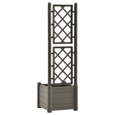 vidaXL Ζαρντινιέρα Κήπου Καφασωτό Ανθρακί 43x43x142 εκ Πολυπροπυλένιο