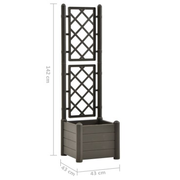 vidaXL Ζαρντινιέρα Κήπου Καφασωτό Ανθρακί 43x43x142 εκ Πολυπροπυλένιο