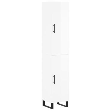 vidaXL Ντουλάπι Γυαλ. Λευκό 34,5x34x180cm από Επεξεργασμένο Ξύλο 1 τεμ.