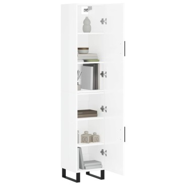 vidaXL Ντουλάπι Γυαλ. Λευκό 34,5x34x180cm από Επεξεργασμένο Ξύλο 1 τεμ.