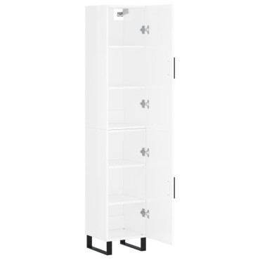 vidaXL Ντουλάπι Γυαλ. Λευκό 34,5x34x180cm από Επεξεργασμένο Ξύλο 1 τεμ.