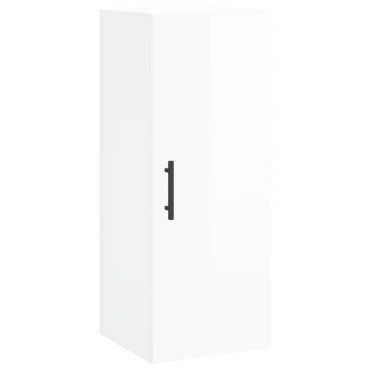 vidaXL Ντουλάπι Γυαλ. Λευκό 34,5x34x180cm από Επεξεργασμένο Ξύλο 1 τεμ.